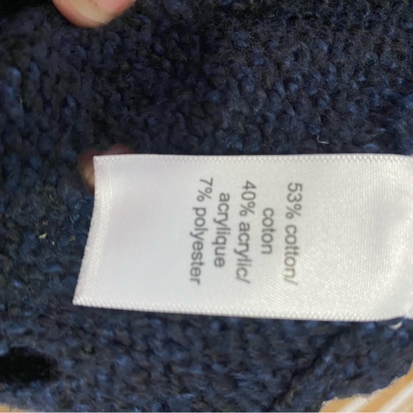 Maurice’s Womens Navy Blue Crochet Sweater Open Polka Dot Knot High Low Medium - Picture 11 of 12